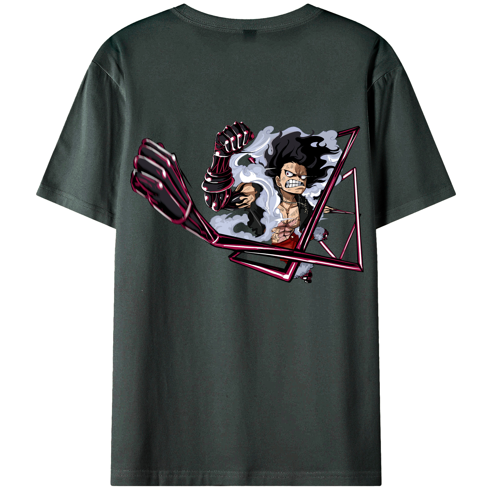 ワンピース モンキー・D・ルフィ ONE PIECE Monkey D. Luffy 綿100％ メンズ半袖Tシャツ（バックプリント） 通気性